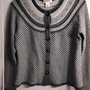 Talbots Black and Gray Patterned Cardigan
